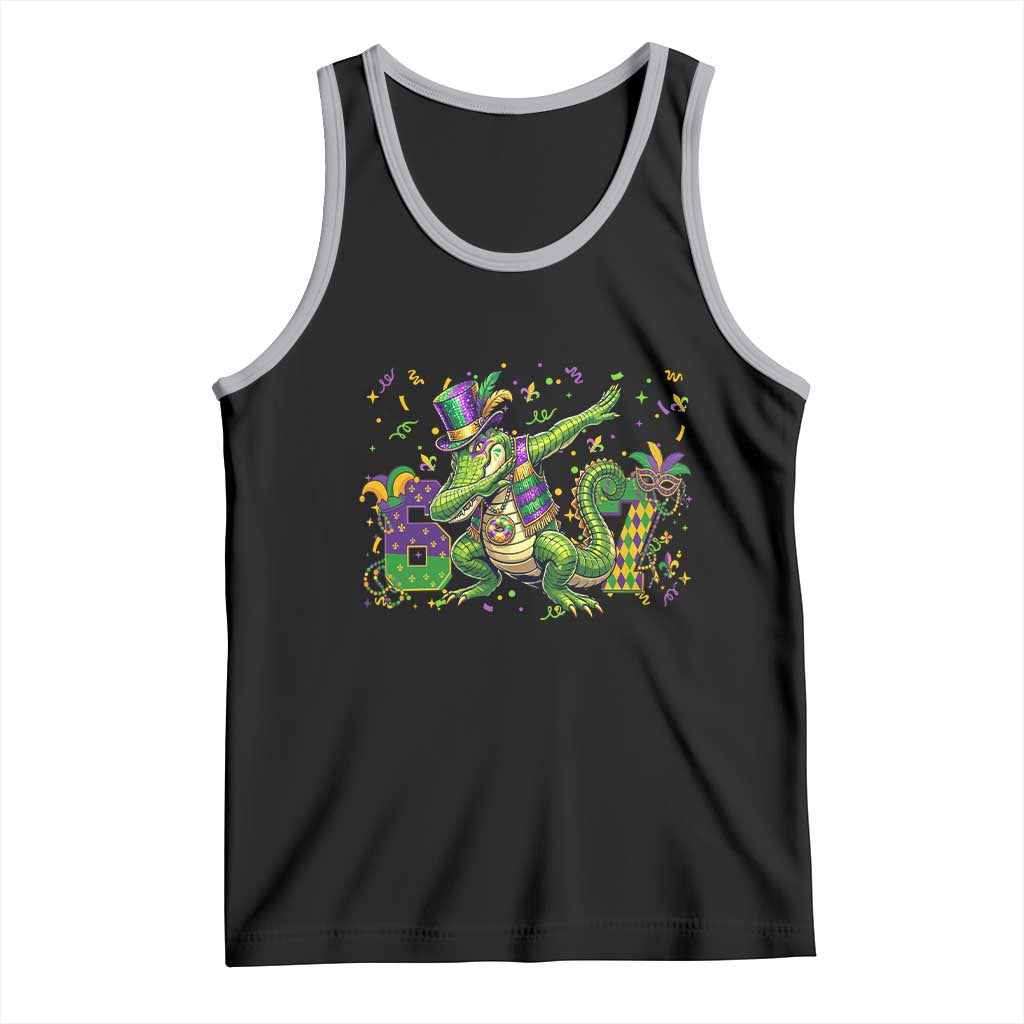 Funny Dabbing Alligator 67 Mardi Gras Six Seven Meme Tank Top TS11 Black Athletic Heather Print Your Wear