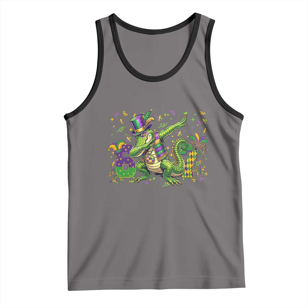 Funny Dabbing Alligator 67 Mardi Gras Six Seven Meme Tank Top TS11 Deep Heather Black Print Your Wear