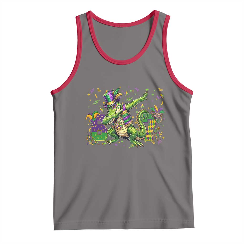 Funny Dabbing Alligator 67 Mardi Gras Six Seven Meme Tank Top TS11 Deep Heather Red Print Your Wear