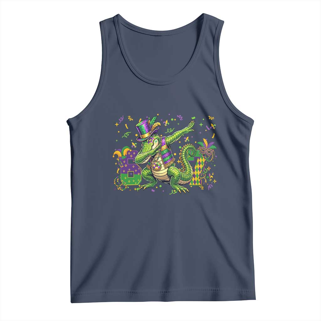 Funny Dabbing Alligator 67 Mardi Gras Six Seven Meme Tank Top TS11 Navy Print Your Wear
