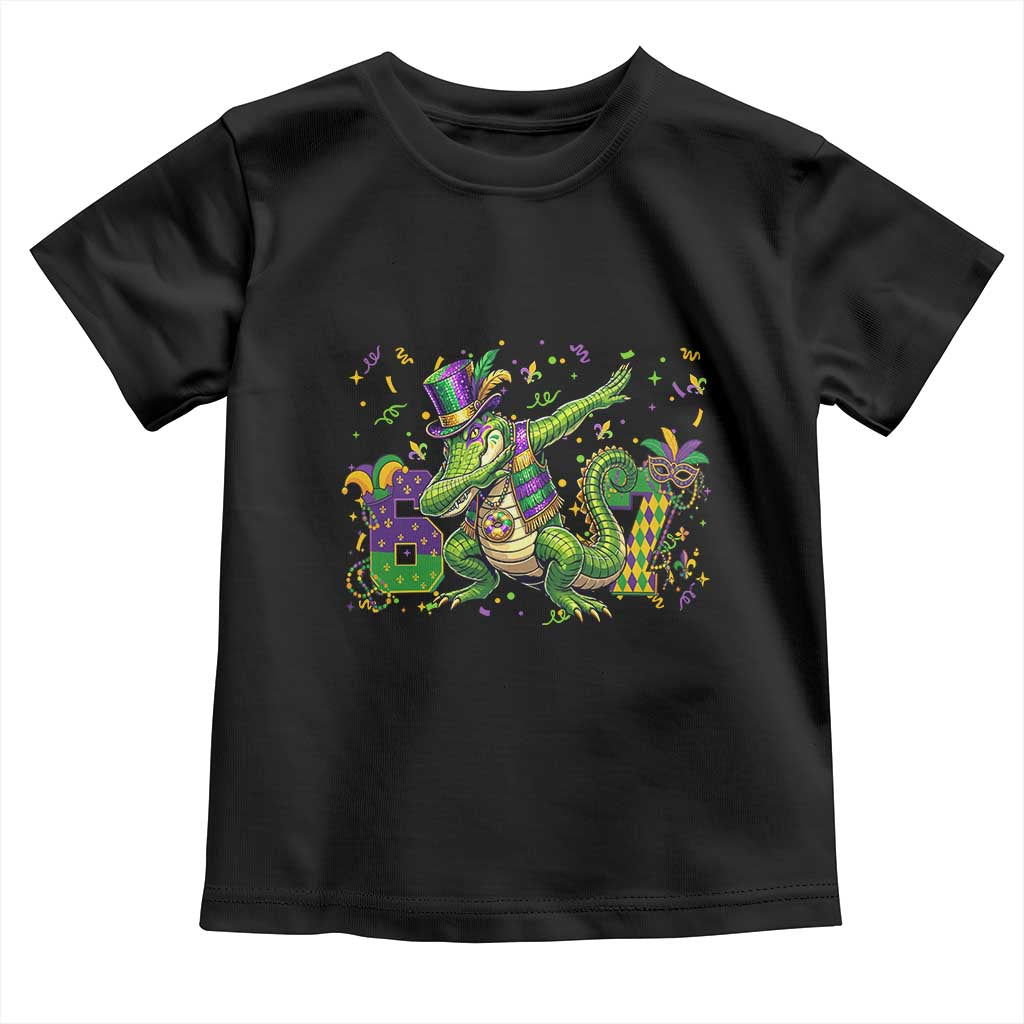 Funny Dabbing Alligator 67 Mardi Gras Six Seven Meme Toddler T Shirt TS11 Black Print Your Wear
