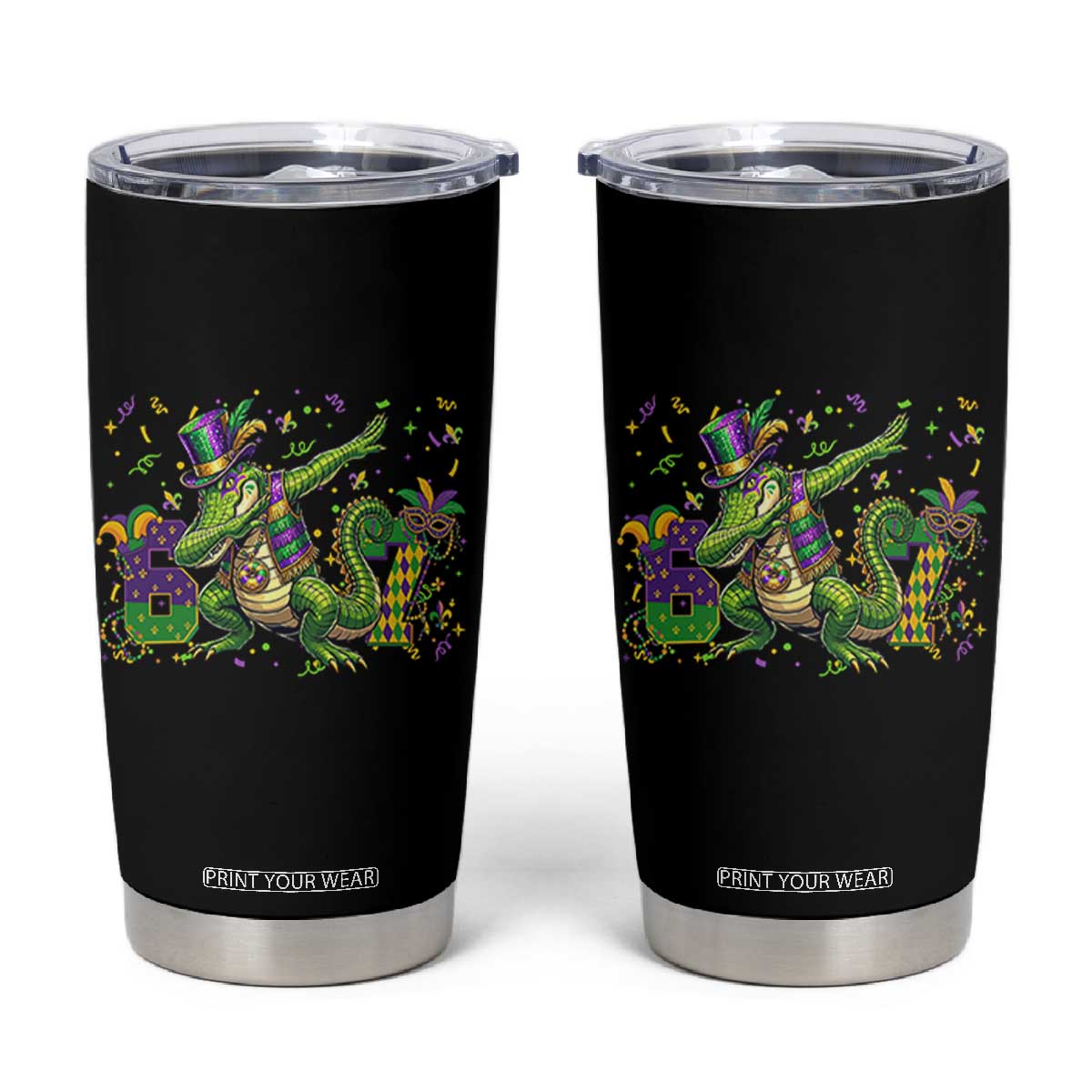 Funny Dabbing Alligator 67 Mardi Gras Six Seven Meme Tumbler Cup TS11 Black Print Your Wear
