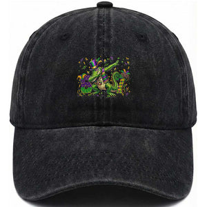 Funny Dabbing Alligator 67 Mardi Gras Six Seven Meme Washed Cotton Baseball Cap TS11 Print Your Wear