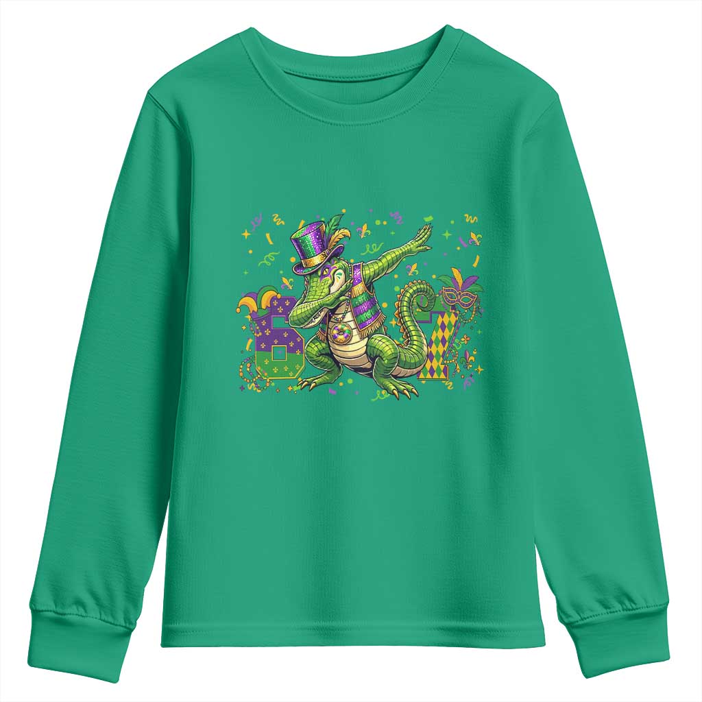 Funny Dabbing Alligator 67 Mardi Gras Six Seven Meme Youth Sweatshirt TS11 Irish Green Print Your Wear