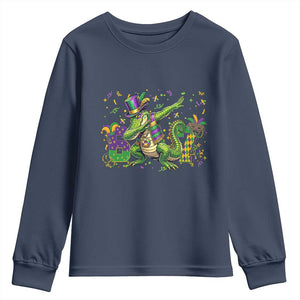 Funny Dabbing Alligator 67 Mardi Gras Six Seven Meme Youth Sweatshirt TS11 Navy Print Your Wear