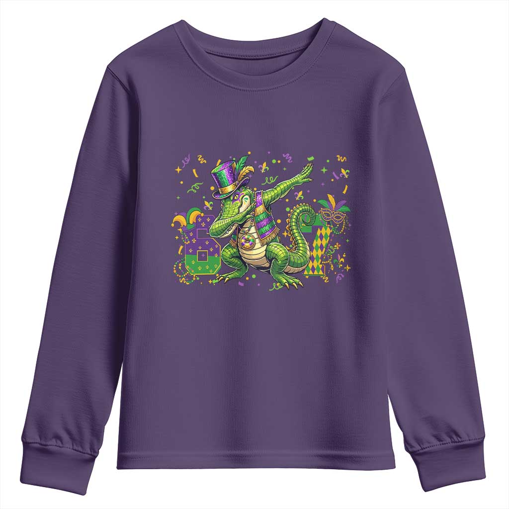 Funny Dabbing Alligator 67 Mardi Gras Six Seven Meme Youth Sweatshirt TS11 Purple Print Your Wear