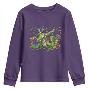 Funny Dabbing Alligator 67 Mardi Gras Six Seven Meme Youth Sweatshirt TS11 Purple Print Your Wear