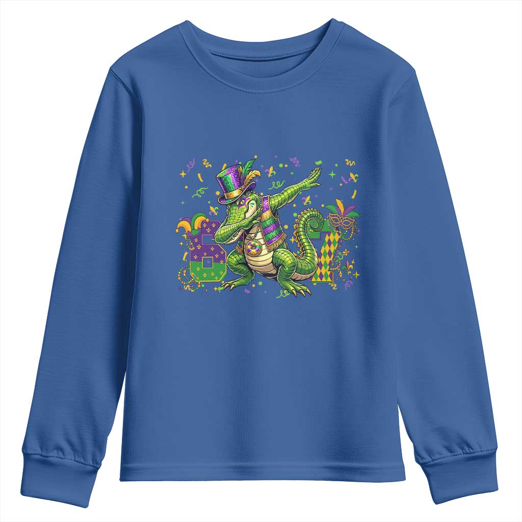 Funny Dabbing Alligator 67 Mardi Gras Six Seven Meme Youth Sweatshirt TS11 Royal Blue Print Your Wear