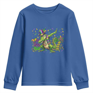 Funny Dabbing Alligator 67 Mardi Gras Six Seven Meme Youth Sweatshirt TS11 Royal Blue Print Your Wear