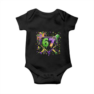 Funny Baseball Mardi Gras 67 Ice Cream Drip Baby Onesie Six Seven Meme Carnival TS11 Black Print Your Wear
