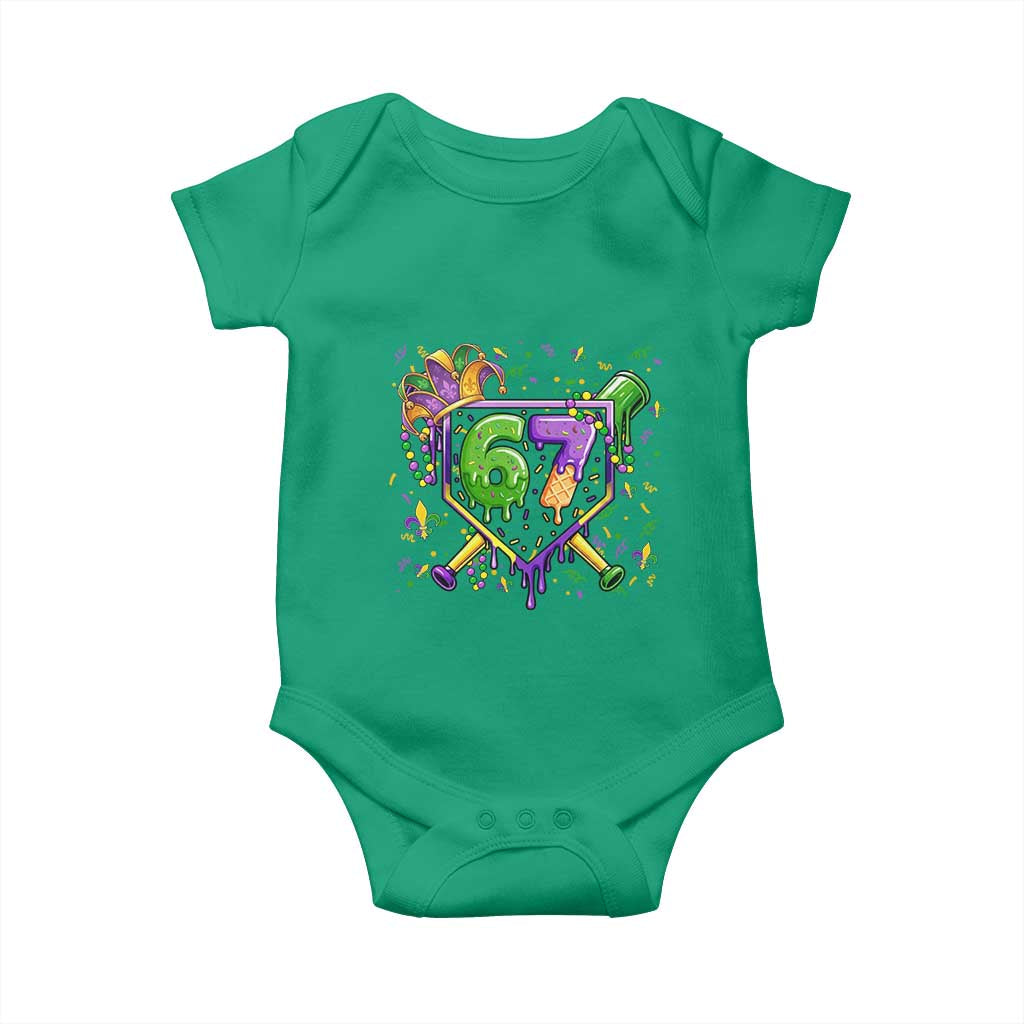 Funny Baseball Mardi Gras 67 Ice Cream Drip Baby Onesie Six Seven Meme Carnival TS11 Irish Green Print Your Wear