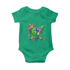 Funny Baseball Mardi Gras 67 Ice Cream Drip Baby Onesie Six Seven Meme Carnival TS11 Irish Green Print Your Wear