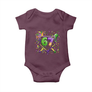 Funny Baseball Mardi Gras 67 Ice Cream Drip Baby Onesie Six Seven Meme Carnival TS11 Maroon Print Your Wear