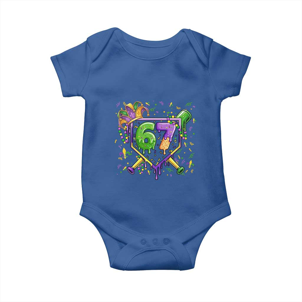 Funny Baseball Mardi Gras 67 Ice Cream Drip Baby Onesie Six Seven Meme Carnival TS11 Royal Blue Print Your Wear