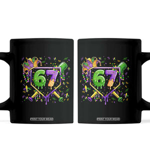 Funny Baseball Mardi Gras 67 Ice Cream Drip Coffee Mug Six Seven Meme Carnival TS11 Black Print Your Wear