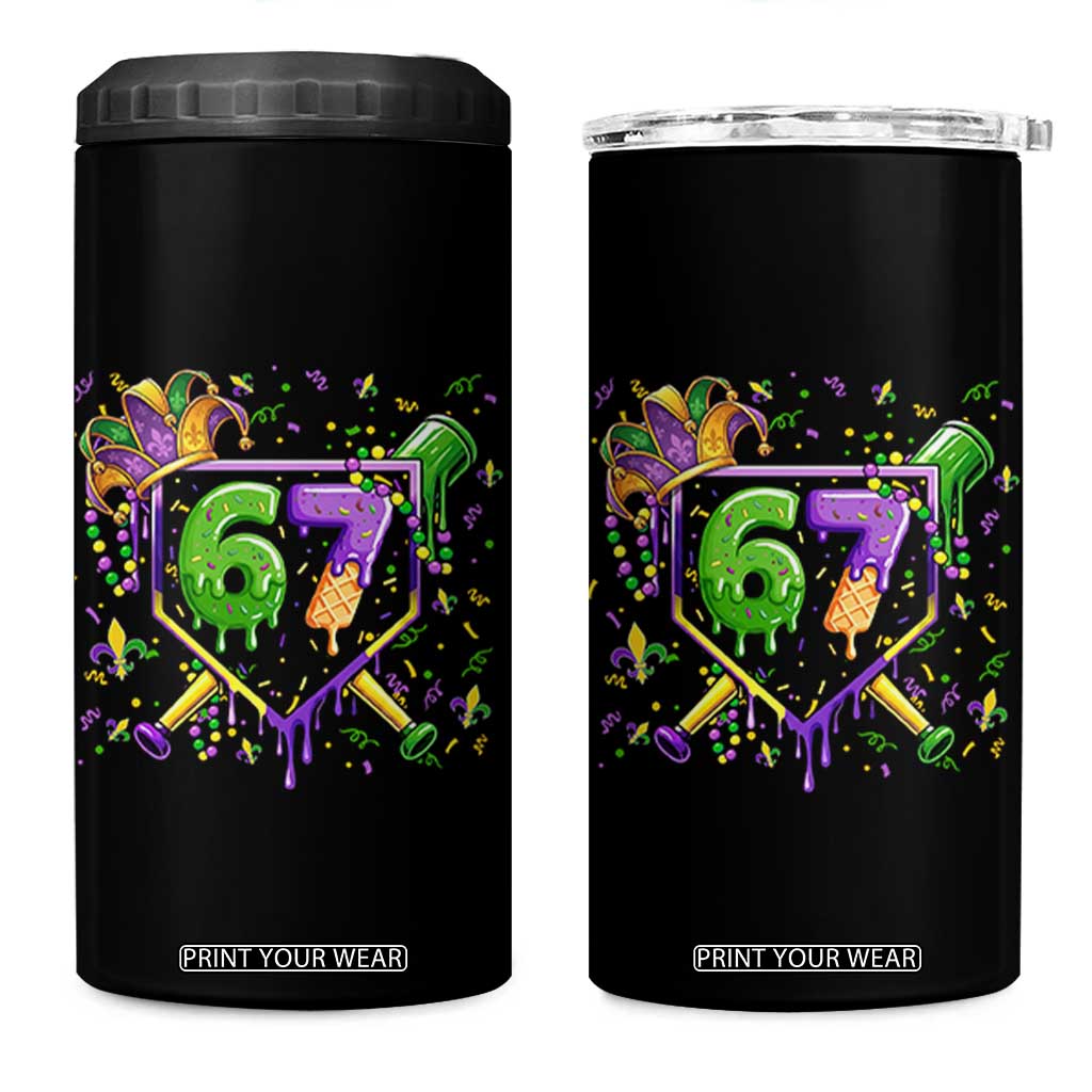 Funny Baseball Mardi Gras 67 Ice Cream Drip 4 in 1 Can Cooler Tumbler Six Seven Meme Carnival TS11 One Size: 16 oz Black Print Your Wear
