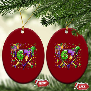 Funny Baseball Mardi Gras 67 Ice Cream Drip Ceramic Ornament Six Seven Meme Carnival TS11 Print Your Wear