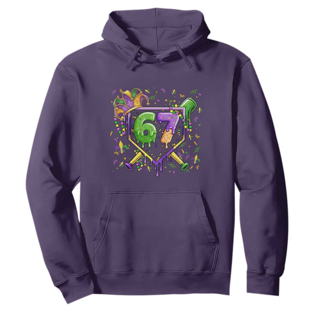 Funny Baseball Mardi Gras 67 Ice Cream Drip Hoodie Six Seven Meme Carnival TS11 Purple Print Your Wear