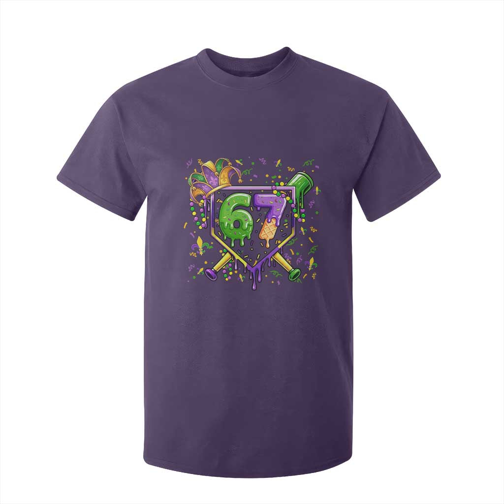 Funny Baseball Mardi Gras 67 Ice Cream Drip T Shirt For Kid Six Seven Meme Carnival TS11 Purple Print Your Wear