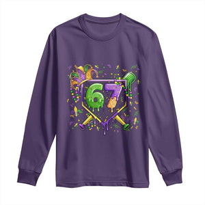 Funny Baseball Mardi Gras 67 Ice Cream Drip Long Sleeve Shirt Six Seven Meme Carnival TS11 Purple Print Your Wear