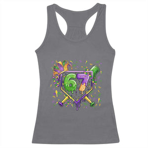 Funny Baseball Mardi Gras 67 Ice Cream Drip Racerback Tank Top Six Seven Meme Carnival TS11 Charcoal Print Your Wear