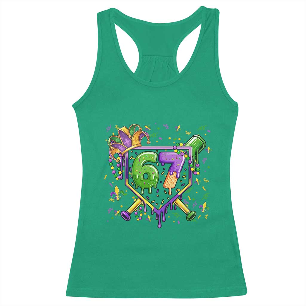 Funny Baseball Mardi Gras 67 Ice Cream Drip Racerback Tank Top Six Seven Meme Carnival TS11 Irish Green Print Your Wear