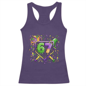 Funny Baseball Mardi Gras 67 Ice Cream Drip Racerback Tank Top Six Seven Meme Carnival TS11 Purple Print Your Wear