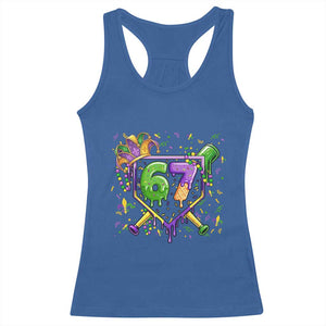 Funny Baseball Mardi Gras 67 Ice Cream Drip Racerback Tank Top Six Seven Meme Carnival TS11 Royal Blue Print Your Wear