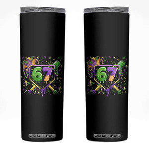 Funny Baseball Mardi Gras 67 Ice Cream Drip Skinny Tumbler Six Seven Meme Carnival TS11 Black Print Your Wear