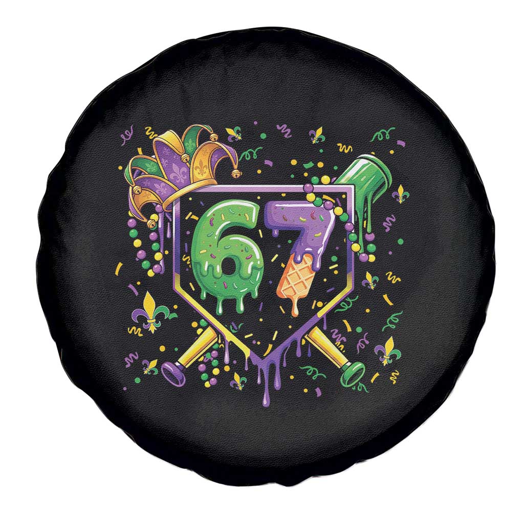 Funny Baseball Mardi Gras 67 Ice Cream Drip Spare Tire Cover Six Seven Meme Carnival TS11 Print Your Wear