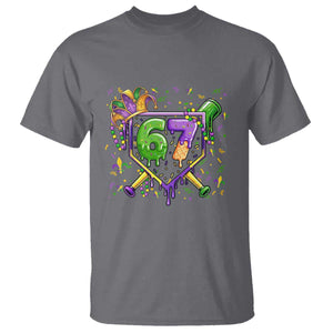 Funny Baseball Mardi Gras 67 Ice Cream Drip T Shirt Six Seven Meme Carnival TS11 Charcoal Print Your Wear