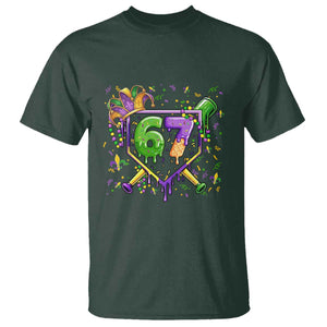 Funny Baseball Mardi Gras 67 Ice Cream Drip T Shirt Six Seven Meme Carnival TS11 Dark Forest Green Print Your Wear