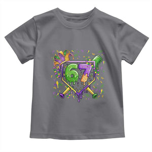 Funny Baseball Mardi Gras 67 Ice Cream Drip Toddler T Shirt Six Seven Meme Carnival TS11 Charcoal Print Your Wear