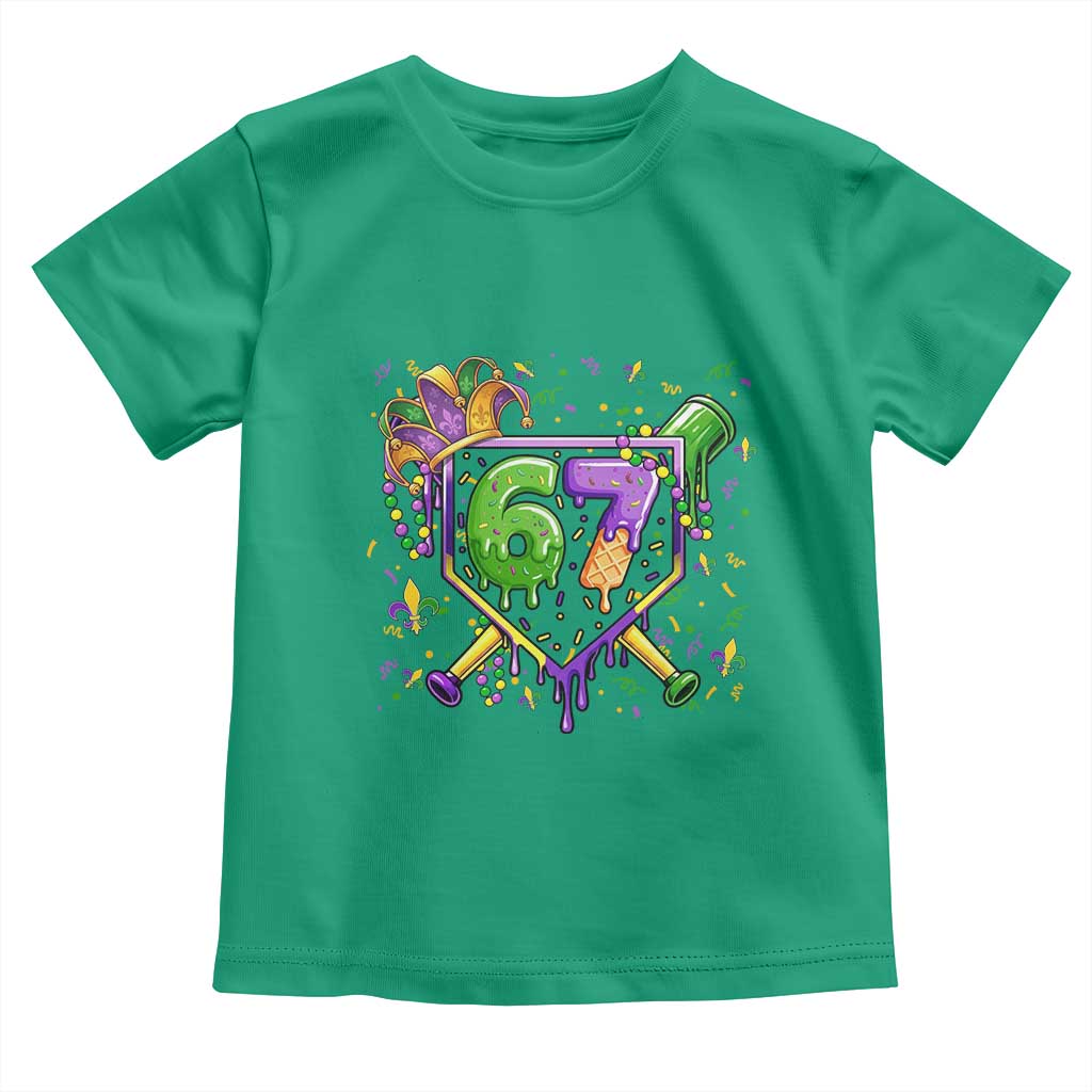 Funny Baseball Mardi Gras 67 Ice Cream Drip Toddler T Shirt Six Seven Meme Carnival TS11 Irish Green Print Your Wear