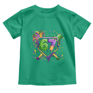 Funny Baseball Mardi Gras 67 Ice Cream Drip Toddler T Shirt Six Seven Meme Carnival TS11 Irish Green Print Your Wear
