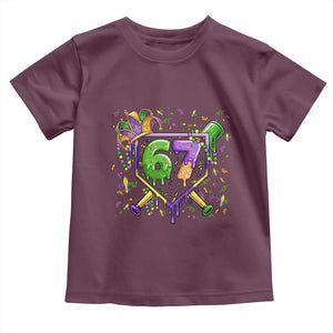 Funny Baseball Mardi Gras 67 Ice Cream Drip Toddler T Shirt Six Seven Meme Carnival TS11 Maroon Print Your Wear