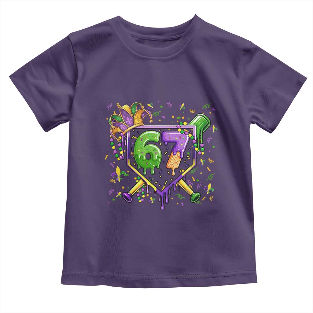 Funny Baseball Mardi Gras 67 Ice Cream Drip Toddler T Shirt Six Seven Meme Carnival TS11 Purple Print Your Wear