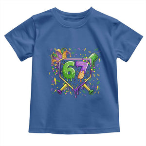 Funny Baseball Mardi Gras 67 Ice Cream Drip Toddler T Shirt Six Seven Meme Carnival TS11 Royal Blue Print Your Wear