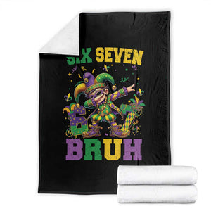 Funny 67 Mardi Gras Throw Blanket Six Seven Bruh Dabbing Jester TS11 Black Print Your Wear