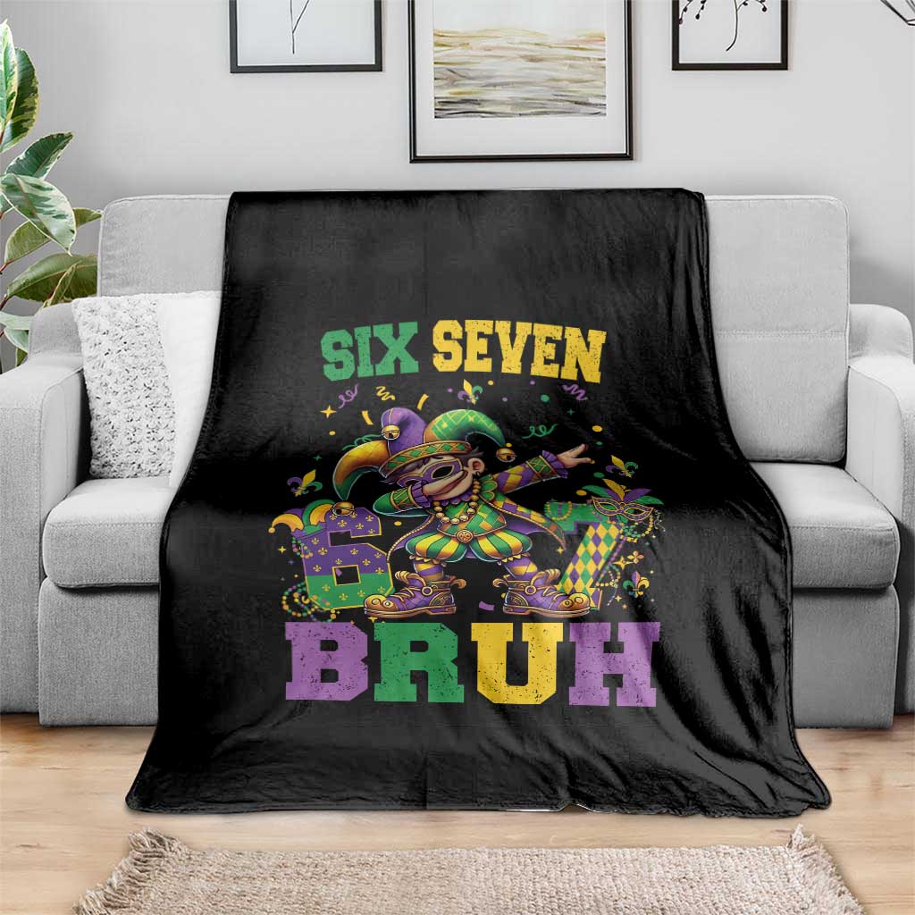 Funny 67 Mardi Gras Throw Blanket Six Seven Bruh Dabbing Jester TS11 Print Your Wear