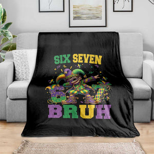 Funny 67 Mardi Gras Throw Blanket Six Seven Bruh Dabbing Jester TS11 Print Your Wear