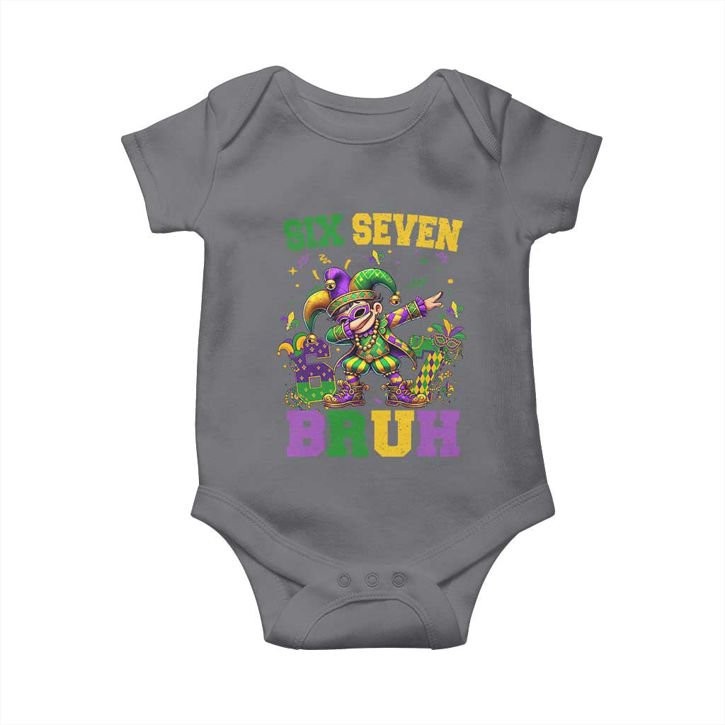 Funny 67 Mardi Gras Baby Onesie Six Seven Bruh Dabbing Jester TS11 Charcoal Print Your Wear