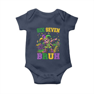 Funny 67 Mardi Gras Baby Onesie Six Seven Bruh Dabbing Jester TS11 Navy Print Your Wear