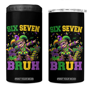 Funny 67 Mardi Gras 4 in 1 Can Cooler Tumbler Six Seven Bruh Dabbing Jester TS11 One Size: 16 oz Black Print Your Wear