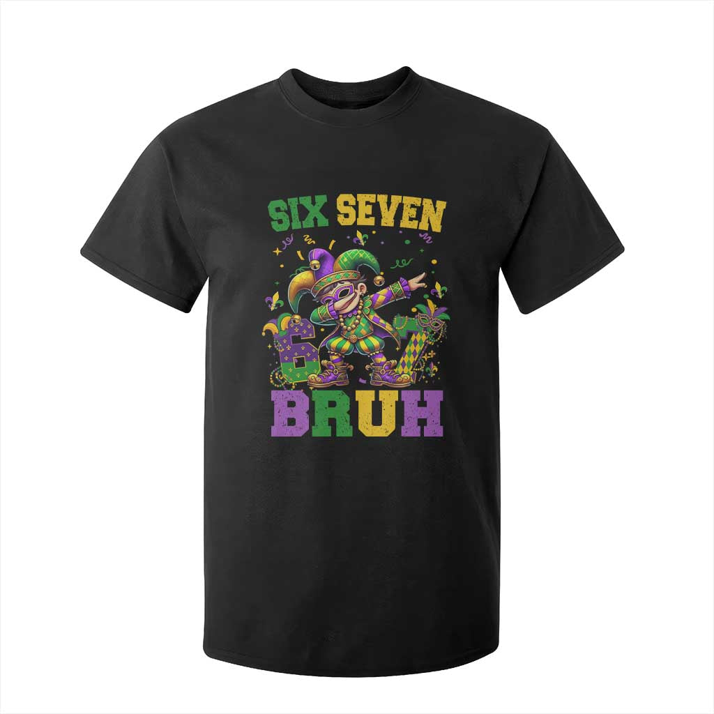 Funny 67 Mardi Gras T Shirt For Kid Six Seven Bruh Dabbing Jester TS11 Black Print Your Wear
