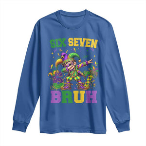 Funny 67 Mardi Gras Long Sleeve Shirt Six Seven Bruh Dabbing Jester TS11 Royal Blue Print Your Wear