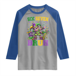 Funny 67 Mardi Gras Raglan Shirt Six Seven Bruh Dabbing Jester TS11 Sport Gray Royal Print Your Wear