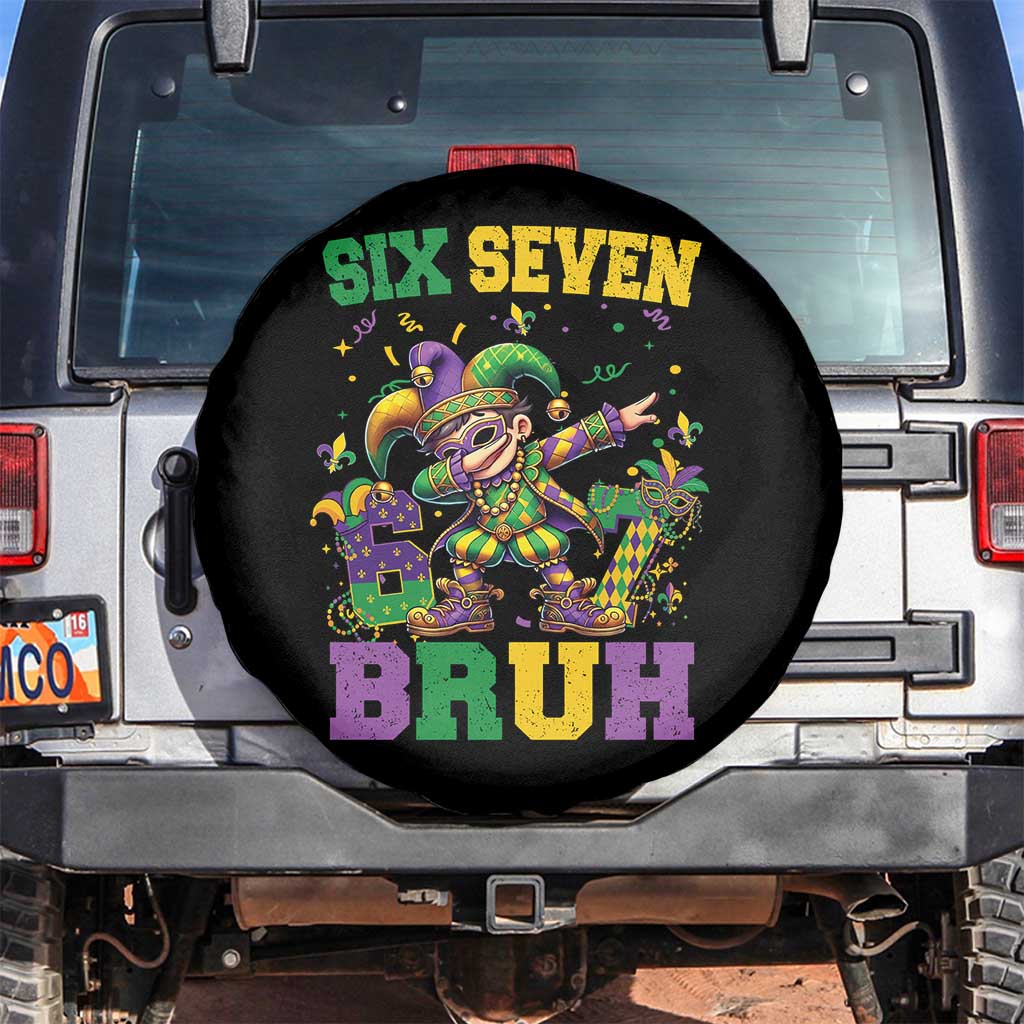 Funny 67 Mardi Gras Spare Tire Cover Six Seven Bruh Dabbing Jester TS11 No hole Black Print Your Wear