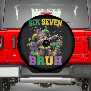 Funny 67 Mardi Gras Spare Tire Cover Six Seven Bruh Dabbing Jester TS11 Black Print Your Wear