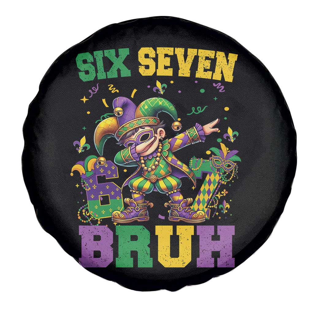 Funny 67 Mardi Gras Spare Tire Cover Six Seven Bruh Dabbing Jester TS11 Print Your Wear